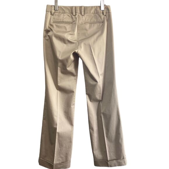 J. Crew Stretch City Fit Khaki Wide Leg Cuffed Pants Sz 4 Career Wear Office - Picture 2 of 7